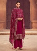 Maroon Georgette Embroidered Pakistani Suit for Ceremonial - 1