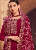 Maroon Georgette Embroidered Pakistani Suit for Ceremonial - 2