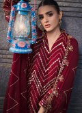 Maroon Georgette Embroidered Trendy Salwar Kameez for Ceremonial - 2