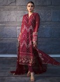 Maroon Georgette Embroidered Trendy Salwar Kameez for Ceremonial - 3