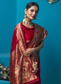 Maroon Handloom Silk Woven Trendy Saree for Casual - 1