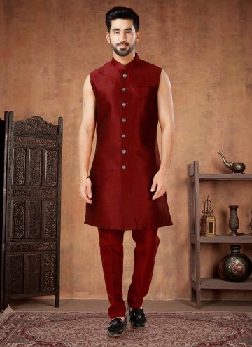Maroon Indo Western in Cotton  with Fancy work
