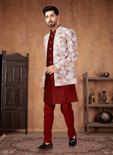 Maroon Indo Western in Cotton  with Fancy work