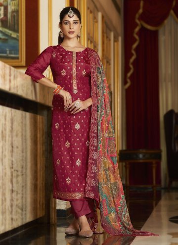 Maroon Jacquard Digital Print Trendy Salwar Suit