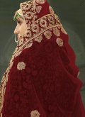 Maroon Lehenga Choli in Velvet with Embroidered - 2