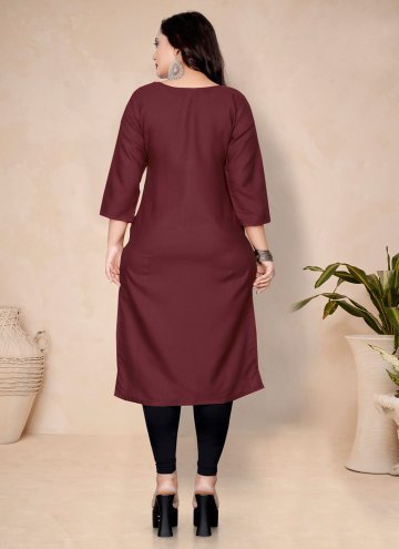 Maroon Party Wear Kurti in Cotton  with Plain Work