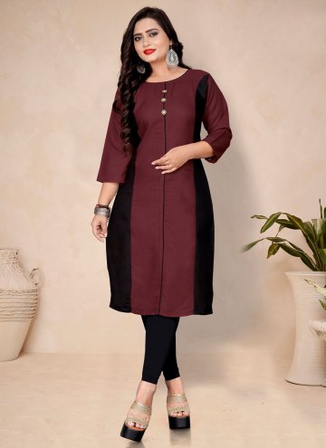 Maroon Party Wear Kurti in Cotton  with Plain Work