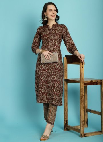 Maroon Party Wear Kurti in Cotton  with Printed