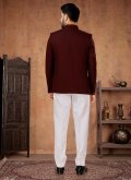 Maroon Rayon Buttons Jodhpuri Suit - 1