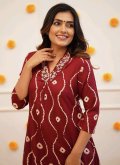 Maroon Rayon Embroidered Designer Kurti for Festival - 1