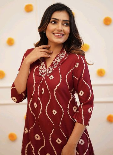 Maroon Rayon Embroidered Designer Kurti for Festival