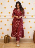 Maroon Rayon Embroidered Designer Kurti for Festival - 2