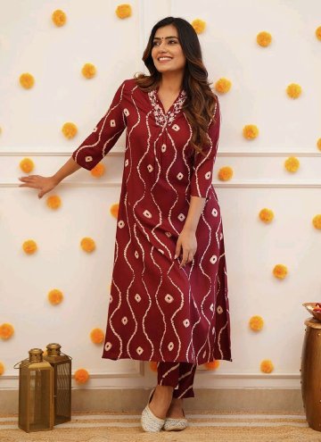 Maroon Rayon Embroidered Designer Kurti for Festival