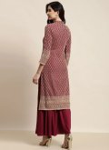 Maroon Rayon Embroidered Salwar Suit for Festival - 1
