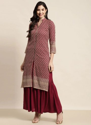 Maroon Rayon Embroidered Salwar Suit for Festival