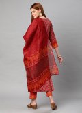 Maroon Rayon Printed Salwar Suit for Ceremonial - 2