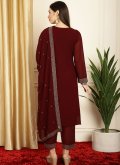 Maroon Salwar Suit in Georgette with Embroidered - 2