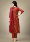 Maroon Salwar Suit in Rayon with Embroidered - 1