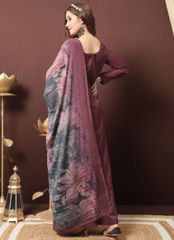 Maroon Salwar Suit in Silk with Embroidered