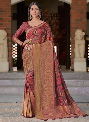 Maroon Silk Woven Designer Saree for Engagement