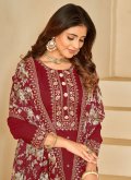 Maroon Trendy Salwar Kameez in Silk with Embroidered - 1