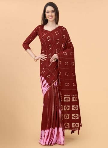 Maroon Trendy Saree in Silk with Printed