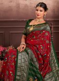 Maroon Trendy Saree in Tussar Silk with Woven - 1
