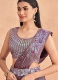 Mauve Art Silk Embroidered Designer Lehenga Saree for Engagement - 1