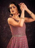 Mauve color Georgette Designer Gown with Mirror Work - 1