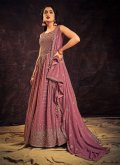 Mauve color Georgette Designer Gown with Mirror Work - 2