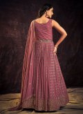 Mauve color Georgette Designer Gown with Mirror Work - 3