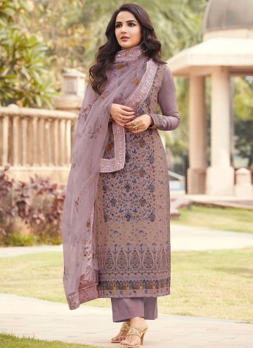 Mauve color Viscose Pakistani Suit with Jacquard Work