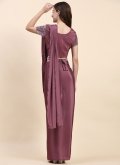 Mauve Contemporary Saree in Satin Silk with Embroidered - 2