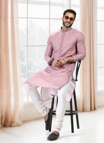 Mauve Cotton  Fancy work Kurta Pyjama for Engagement
