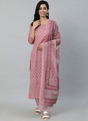 Mauve Cotton  Printed Trendy Salwar Kameez for Cer