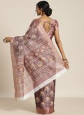 Mauve Silk Blend Woven Classic Designer Saree for Casual - 2