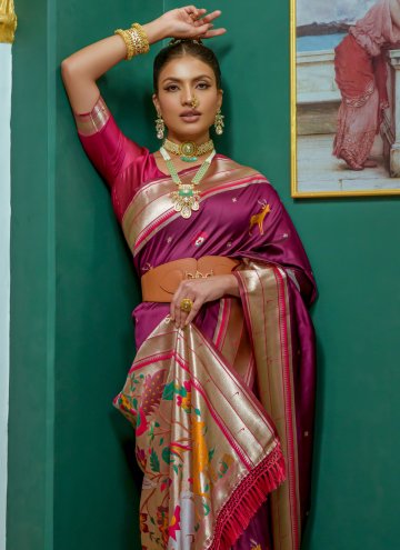 Mauve Silk Woven Classic Designer Saree for Ceremonial