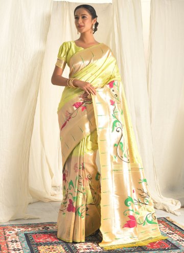 Meenakari Silk Green Contemporary Saree