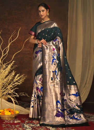 Meenakari Silk Green Designer Saree