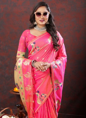 Meenakari Silk Pink Classic Designer Saree