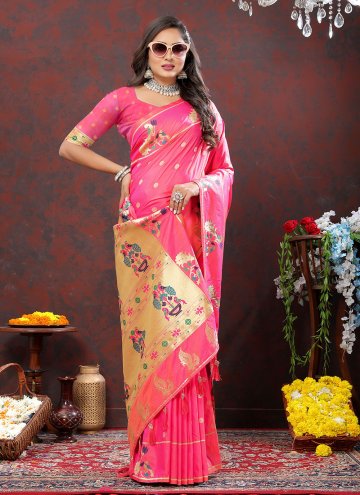 Meenakari Silk Pink Classic Designer Saree