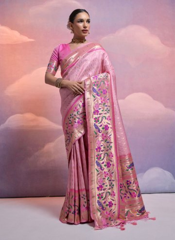 Meenakari Silk Pink Contemporary Saree
