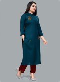 Morpeach Casual Kurti in Blended Cotton with Embroidered - 3