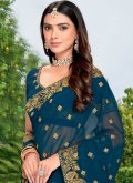 Morpeach Designer Saree in Georgette with Embroidered - 1