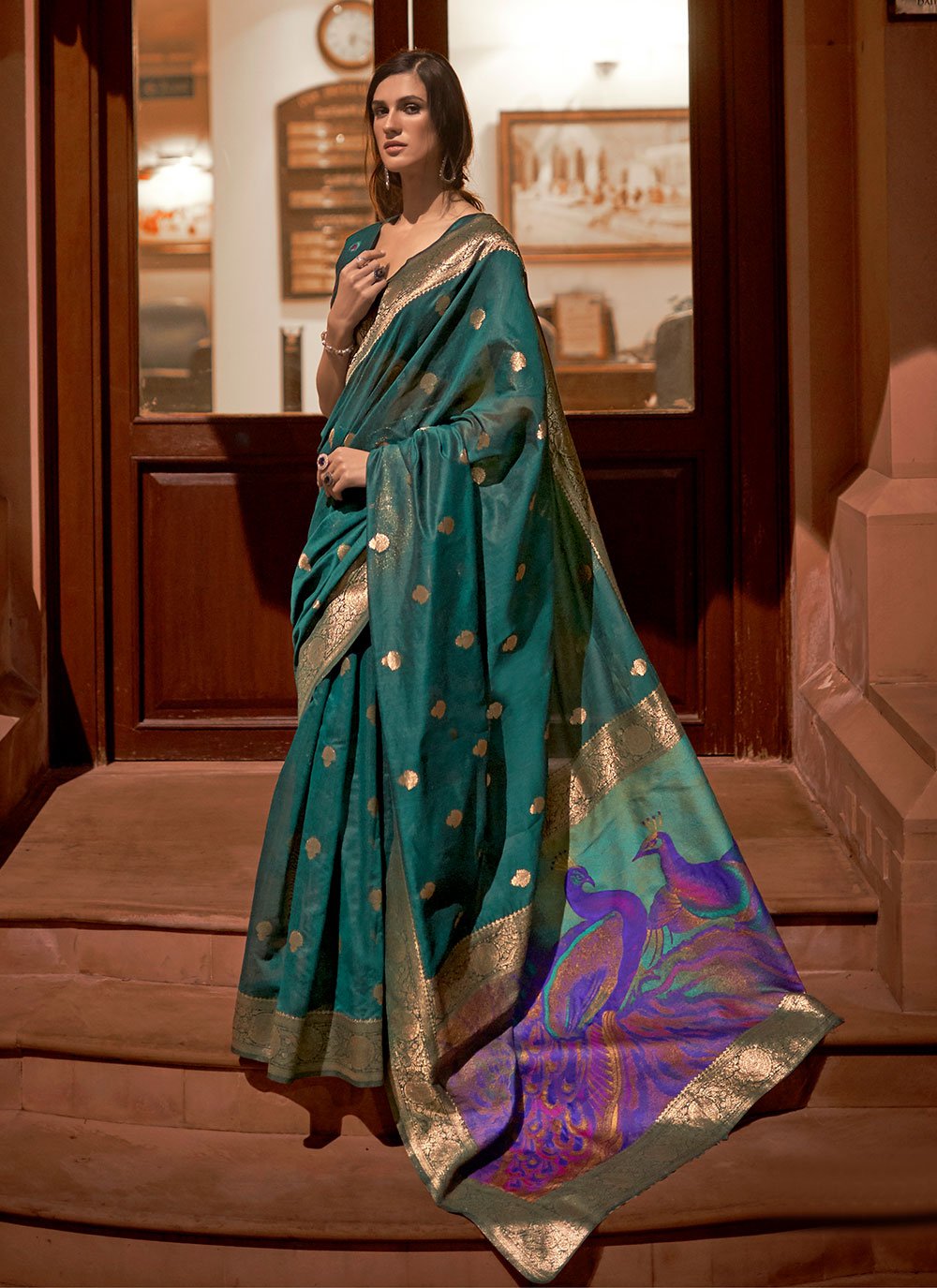 Morpeach Handloom Silk Woven Classic Designer Saree for Festival