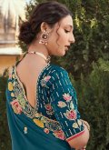 Morpeach Organza Embroidered Contemporary Saree for Engagement - 2