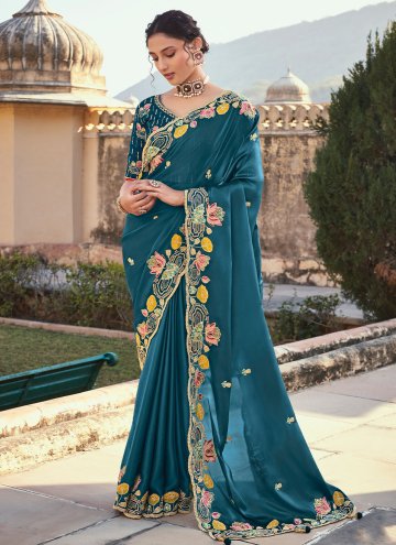 Morpeach Organza Embroidered Contemporary Saree for Engagement