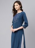 Morpeach Party Wear Kurti in Rayon with Embroidered - 1