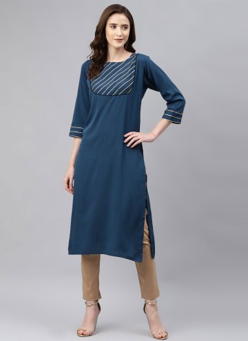 Morpeach Party Wear Kurti in Rayon with Embroidere