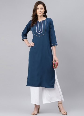 Morpeach Party Wear Kurti in Rayon with Plain Work